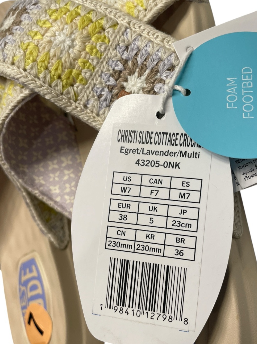 Hey Dude Christi Slide
Cottage Crochet Sandals Lavender Tan & Yellow Size 7 NWT - Picture 12 of 12